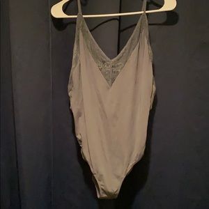 Vince Camuto Grey Bodysuit with Lace Detail